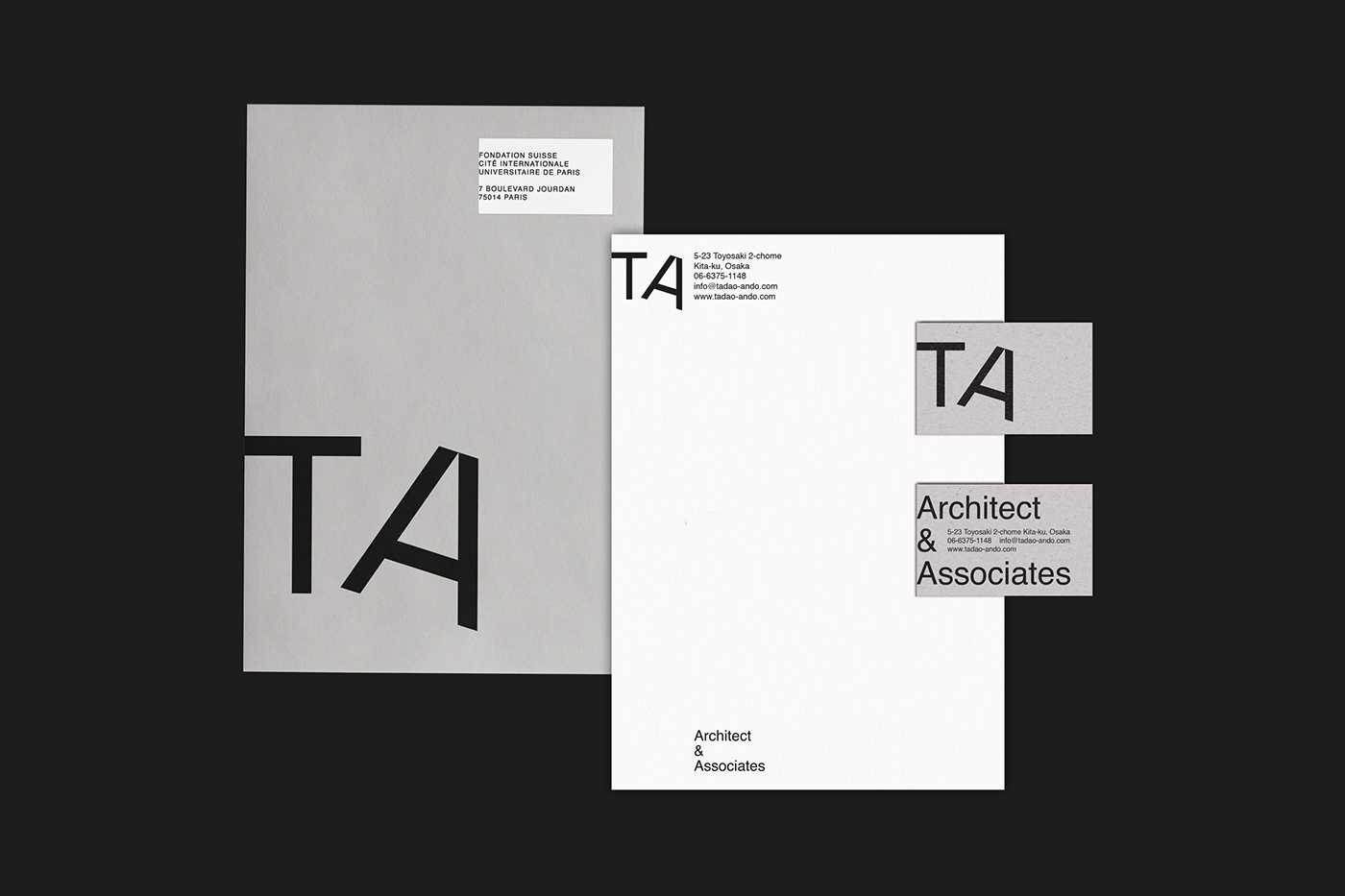 Tadao Ando architecture branding  identity Website card logo typography   design