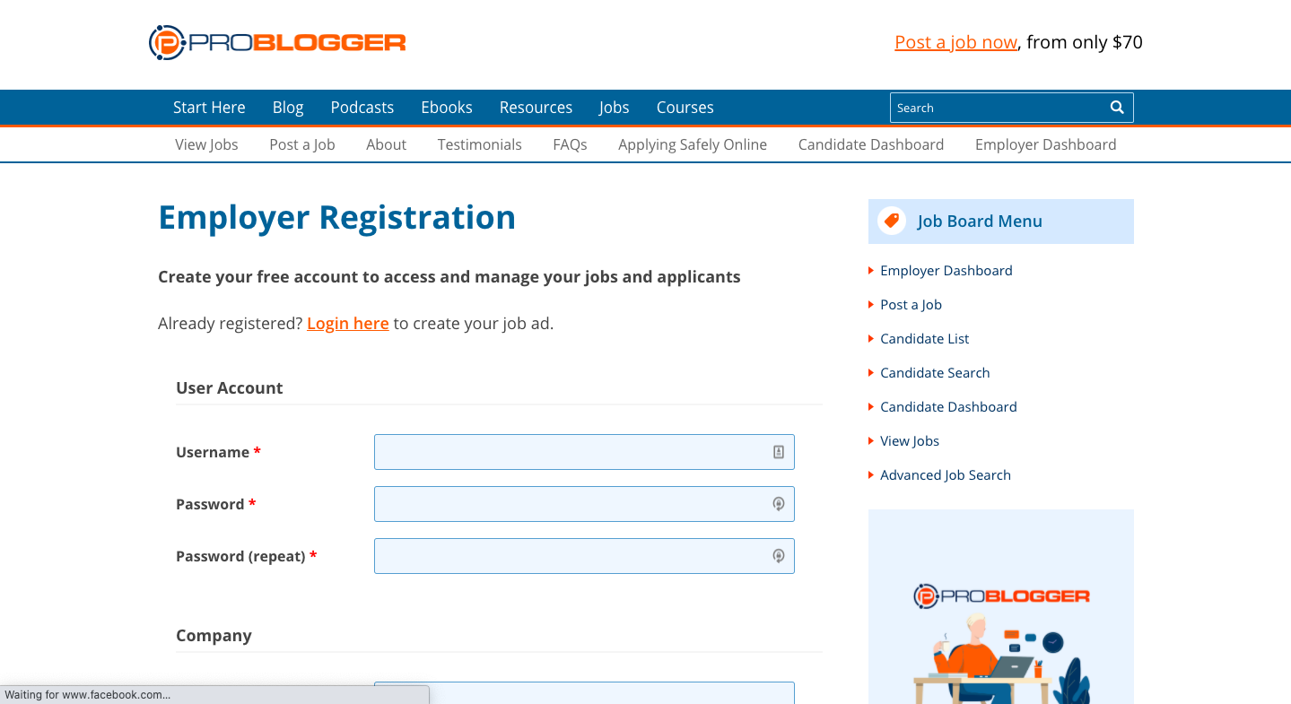 Problogger website screenshot