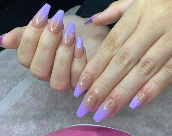 Lilac Craze ombre coffin nail