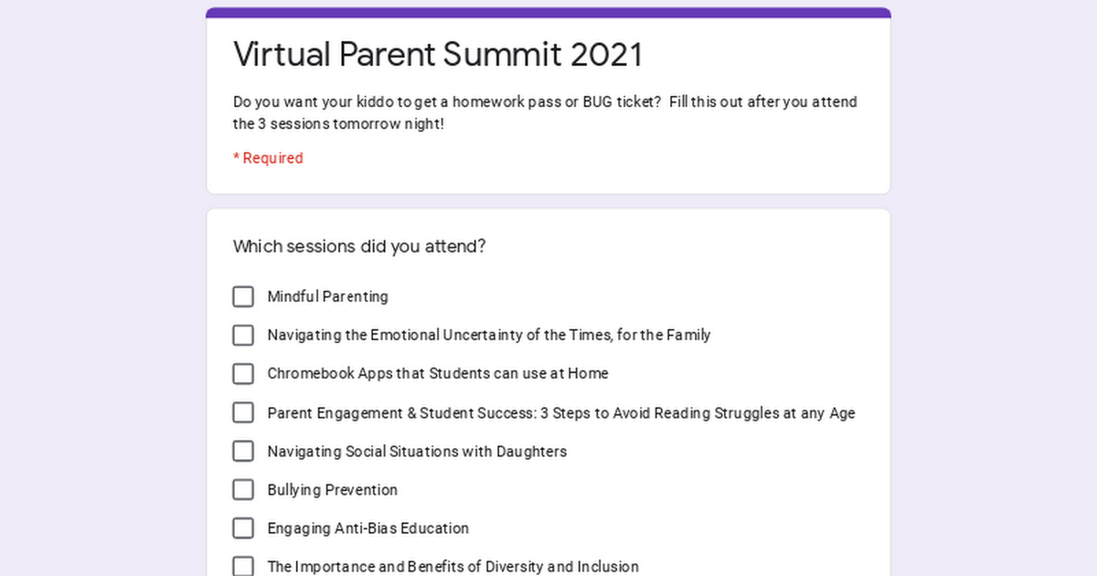 Virtual Parent Summit 2021