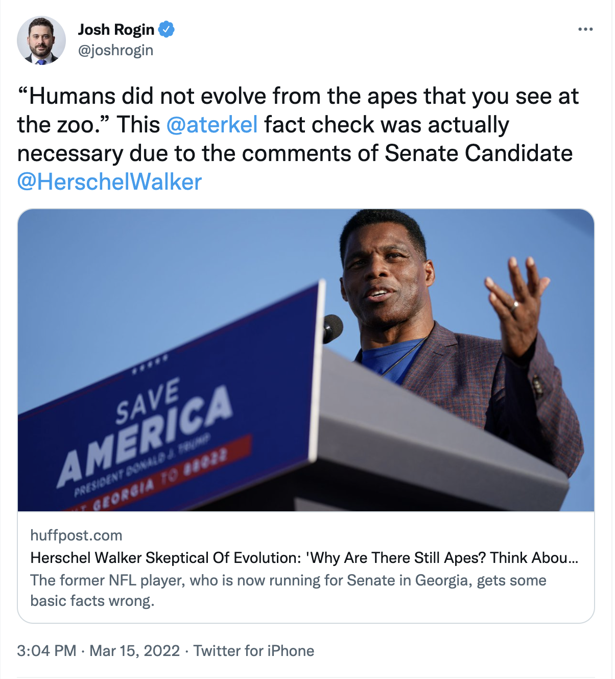 What They're Saying: #GASEN Candidate Walker “Fumbles Again” Questioning  Science Behind Evolution - Democratic Party of Georgia