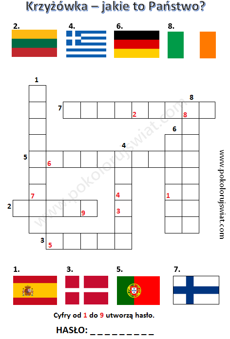 Krzyżówka - jakie to Państwo? do wydruku | Krzyżówka, Edukacja i ...