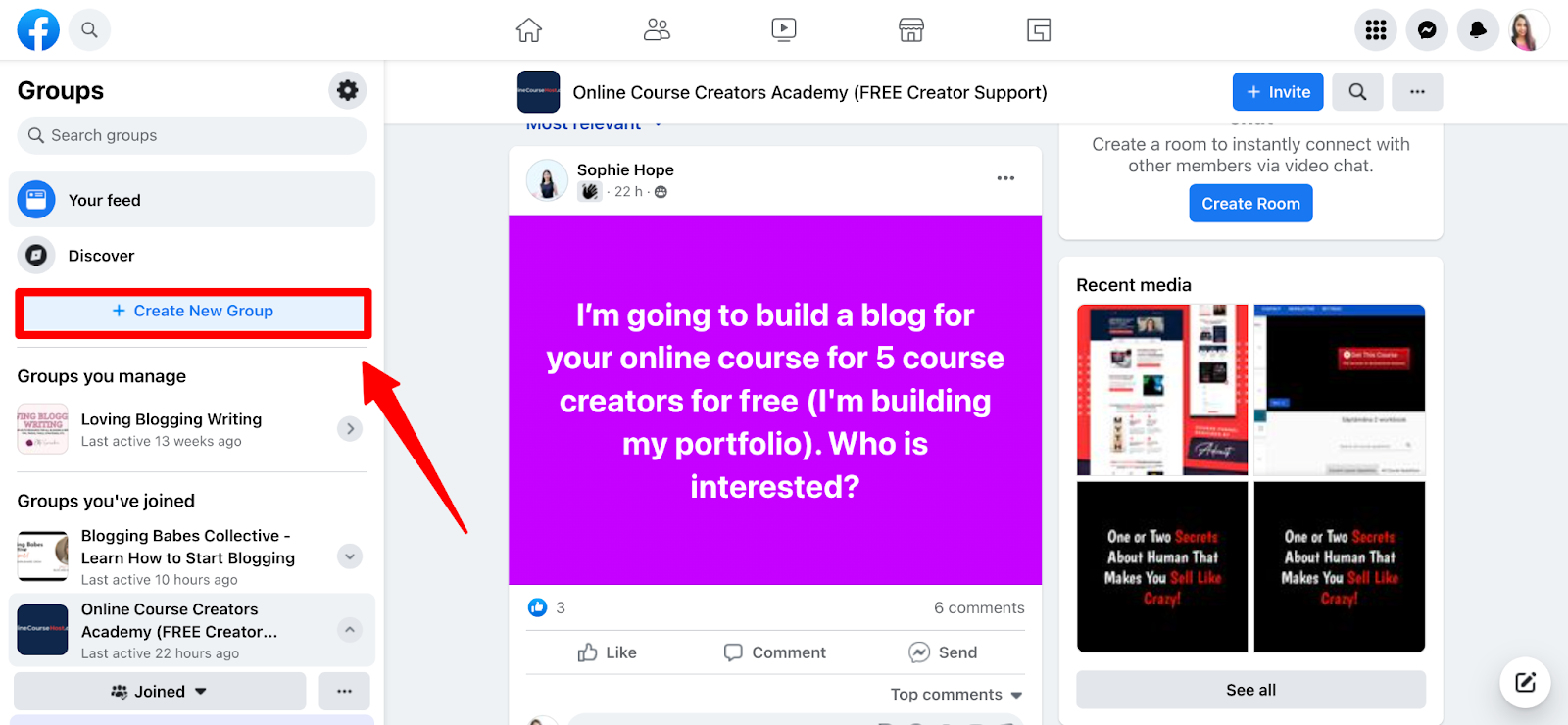 create a new group on facebook