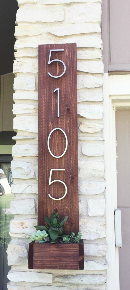 Vertical Planter with House Numbers