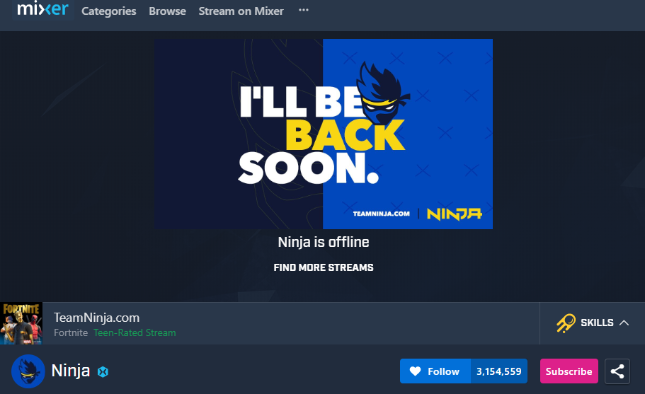 Ninja has ditched Twitch to Mixer in 2019.