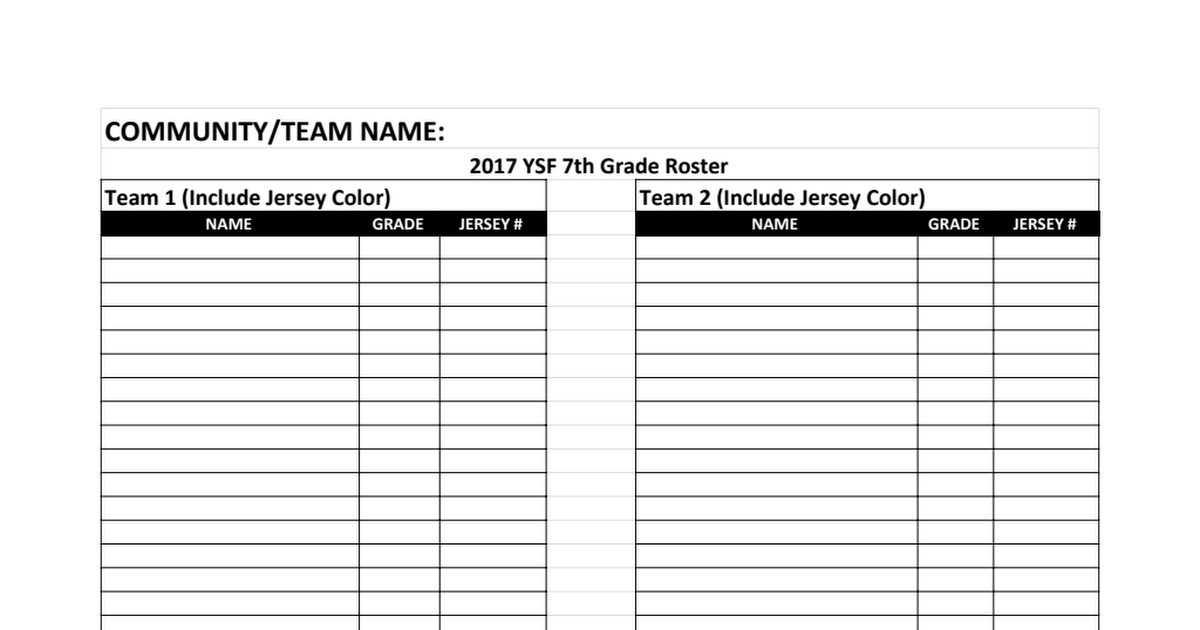 2018 Roster TEMPLATE for 7th Grade.xlsx Google Sheets
