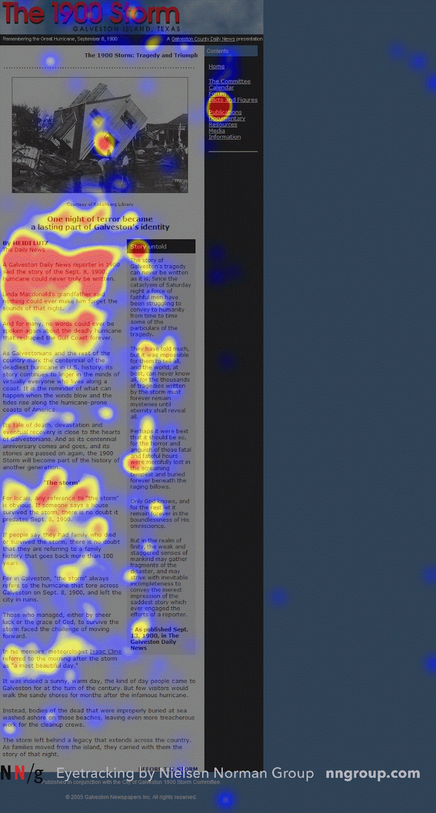 Heatmap montrant comment les utilisateurs de bureau lisent les pages Web