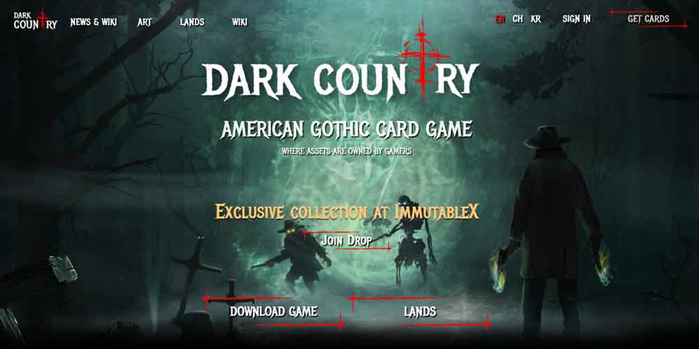 Dark Country trading card game website