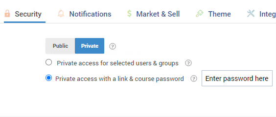 Providing private access with a link and course password