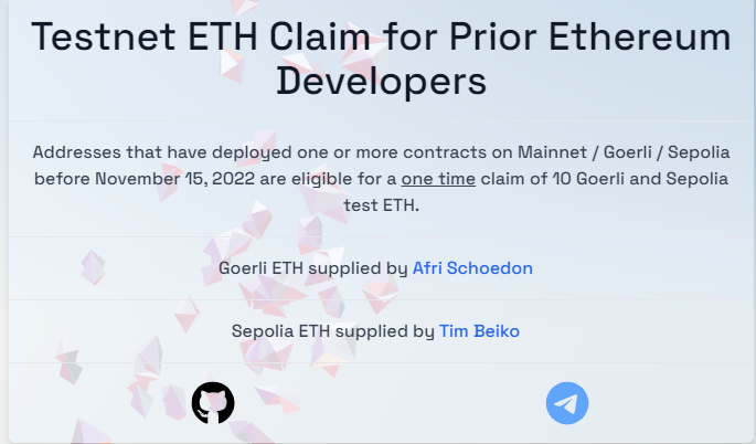 Ethereum developers to claim 10 Goerli and Sepolia ETH testnet - 1