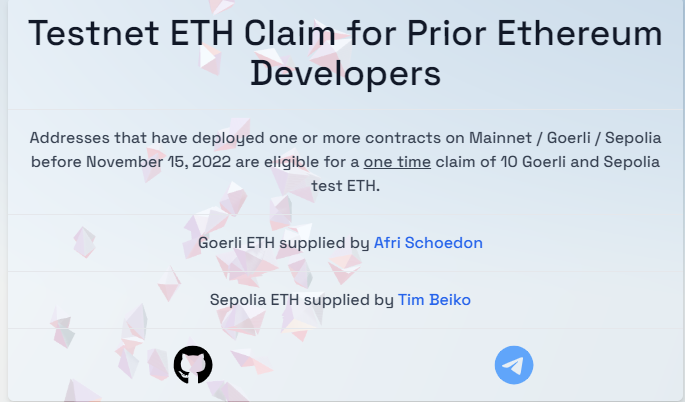 Pemaju Ethereum menuntut 10 Goerli dan Sepolia ETH testnet - 1