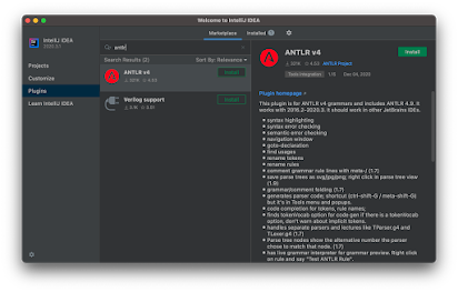 Install antlr nuget