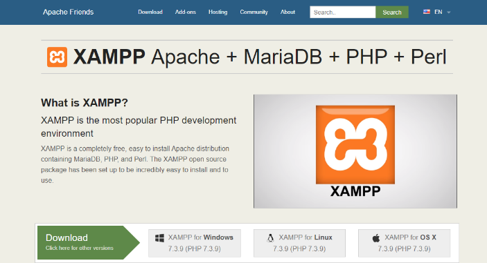 Halaman download aplikasi XAMPP