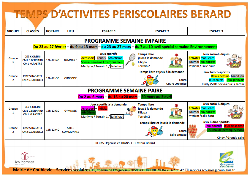 activites periscolaires exemples