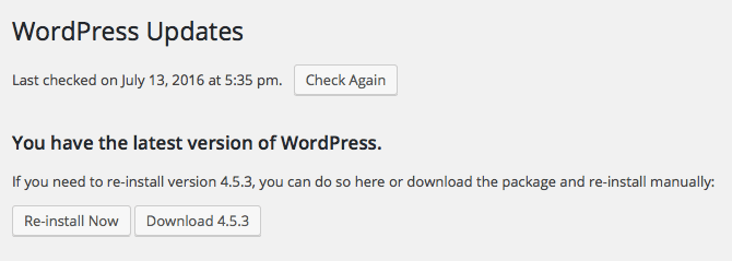 It's important to always keep your WordPress core software up-to-date.