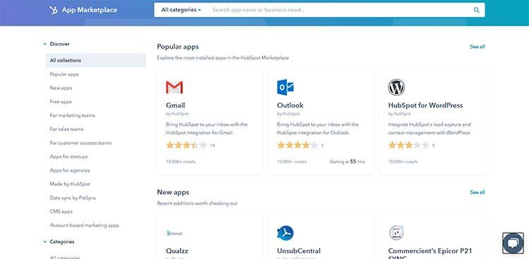 Mercado de aplicaciones de HubSpot