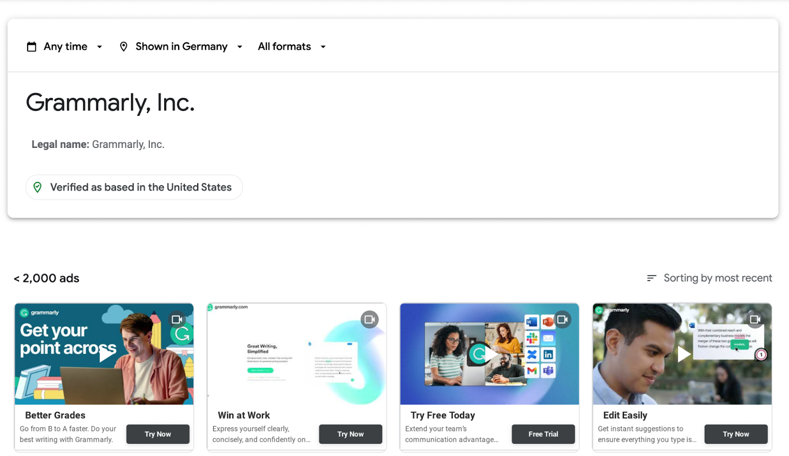 google ads spy tool screenshot