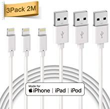 Quntis Cable iPhone -[Apple MFi Certificado] 2m 3 Piezas GarantÃ­a de por Vida Cable de Datos Lightning Compatible con iPhone XS MAX XR X 8 Plus 7 Plus 6S 6 Plus 5 5S 5C SE iPad iPod-Blanco