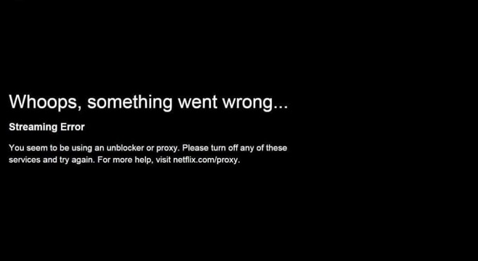Whoops something wrong Netflix error message