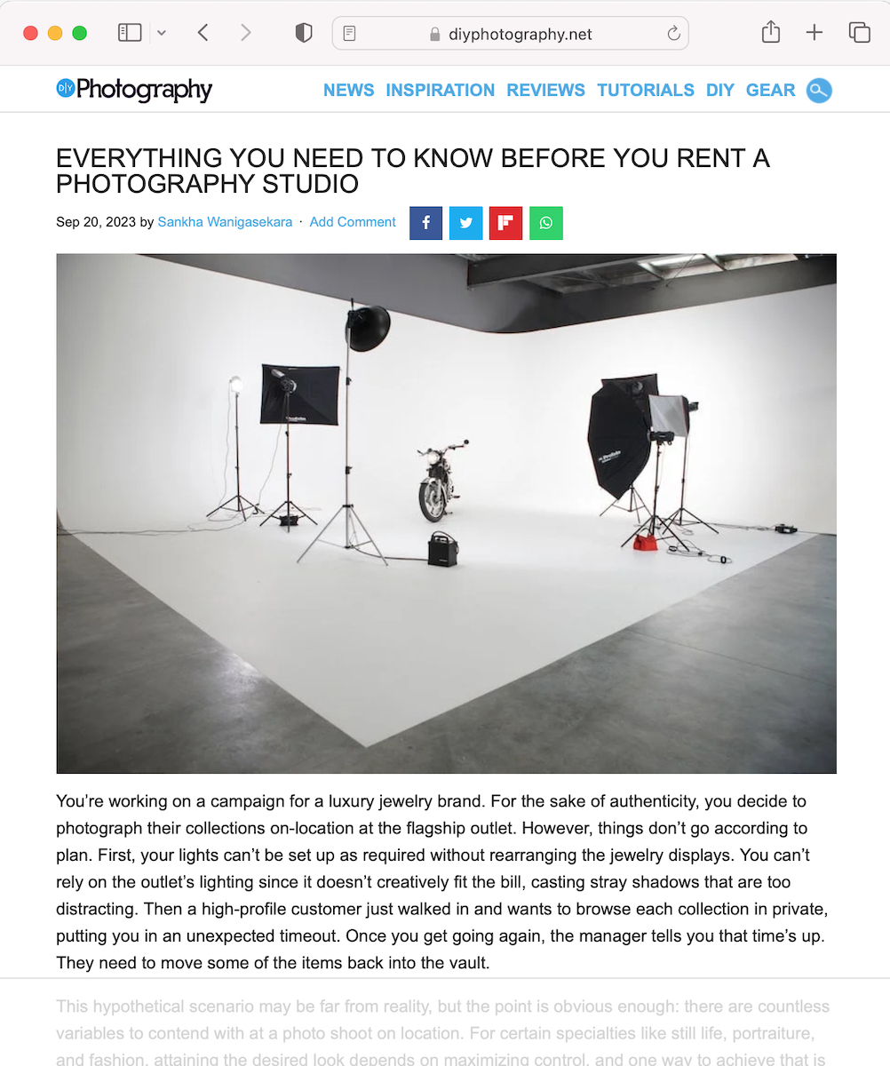 screenshot of Wonderful Machine's Crew article on DIY Photography as a result of our partnerships efforts
