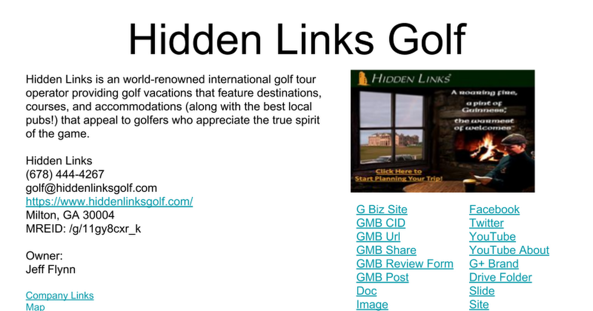 Hidden Links Golf Tour Packages Presentation Google Slides