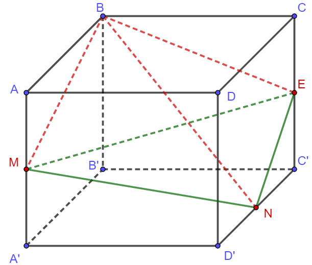 <p> (THPT Nguyễn Tất Thành-Đh-SP-HN) Cho hình lập phương (ABCD.A'B'C'D') có cạnh (a). Gọi (M,N) và (E) lần lượt là trung điểm các cạnh (AA',C'D') và (CC')(tham khảo hình vẽ bên). Tính thể tích (V)của khối tứ diện (BMNE).</p> <!-- wp:image {"width":306,"height":260} -->
<figure class="wp-block-image is-resized"><img src="https://lh6.googleusercontent.com/o1BRfzSS0dNMc533M0q9E18V6sGRx6hPkanH9JYEcao3qLck39DAEj1ZJgLR0bx6i2CEoBXdZNxGjqYQ7IEcD8YANx0DPOeNPYY-zBp8CW_l6AuHyGjuNNbEEZLFREVwO54cpjCrb9uPESYhRQ" alt="" width="306" height="260"/></figure>
<!-- /wp:image --> 1