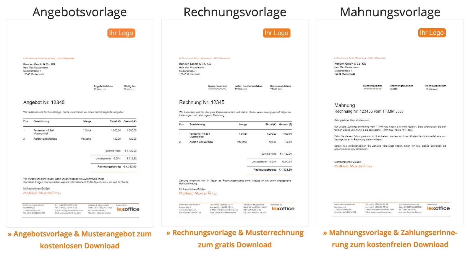 Lexoffice Rechnung Vorlagen