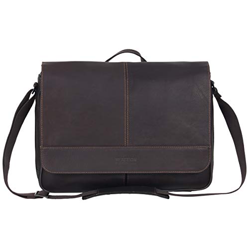 Kenneth Cole Reaction Risky Business Full-Grain Colombian Leather Crossbody Laptop & Tablet Flapover Messenger Bag, Dark Brown, One Size