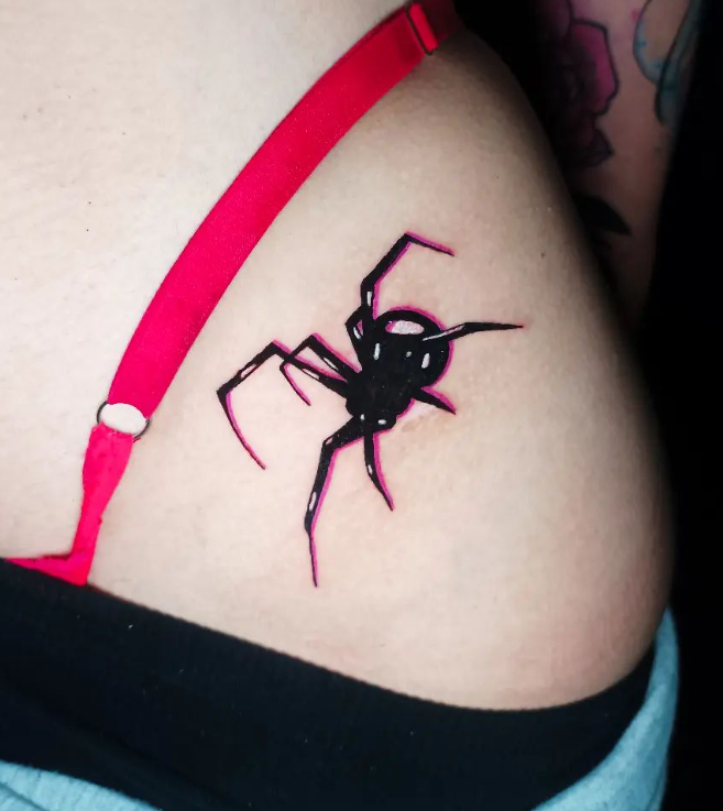 Pinkish Spider Tattoo