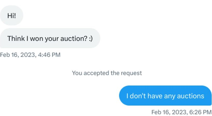 The reported auction winner contacts Luke Dashir 