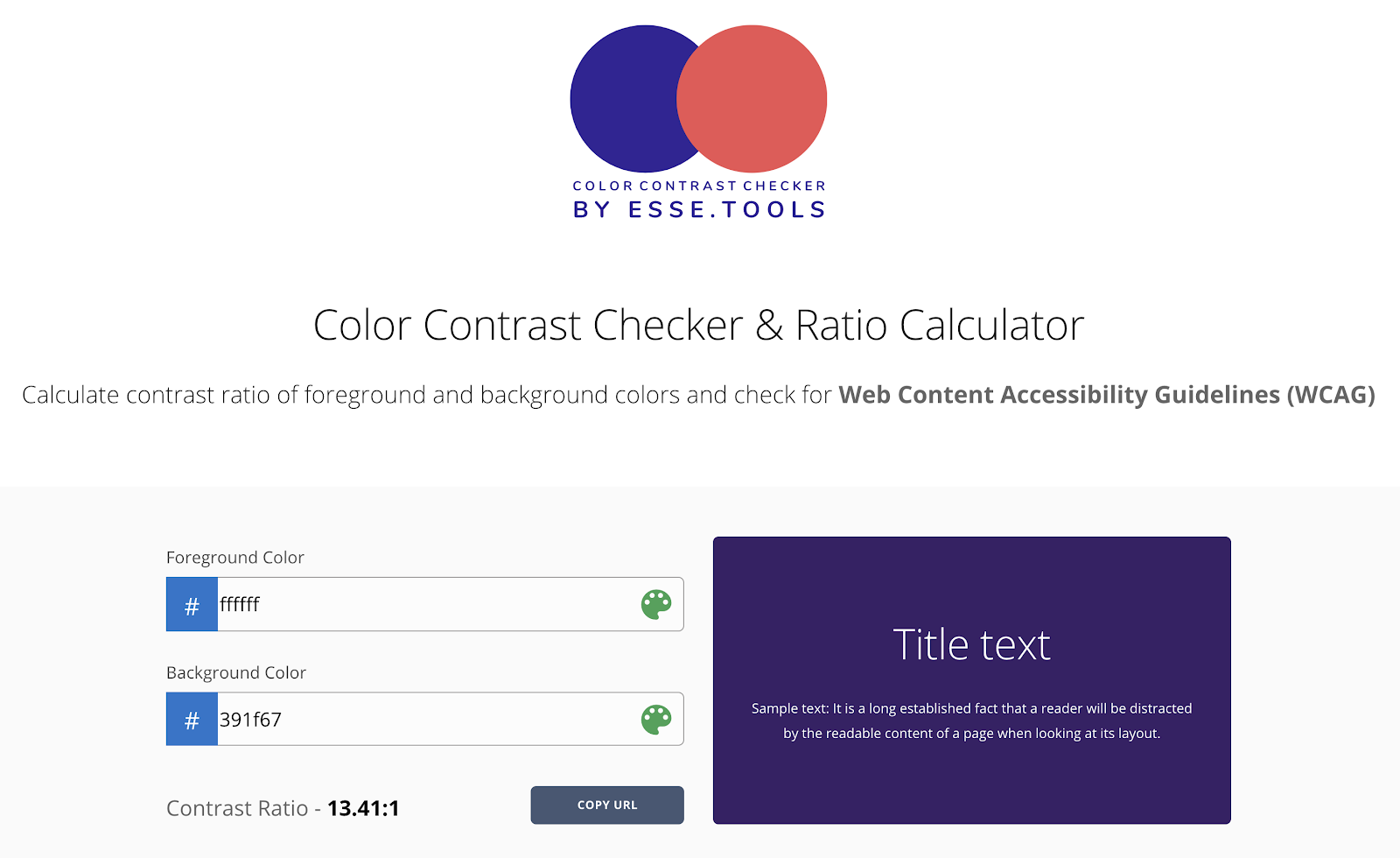 Color contrast checker and ratio calculator.