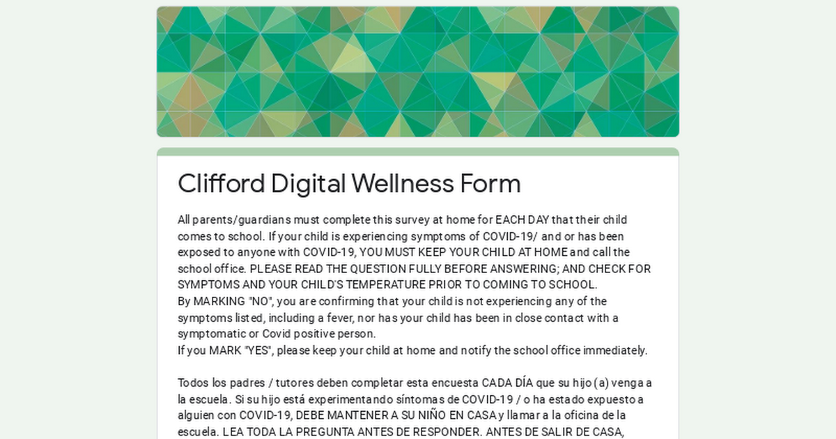 Clifford Digital Wellness Form