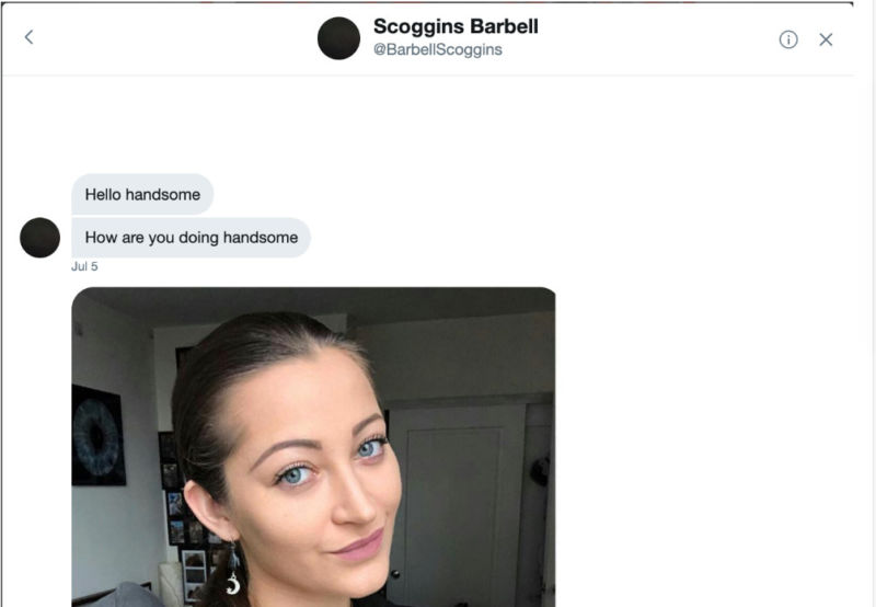 Instagram message from stranger with fake photo of woman