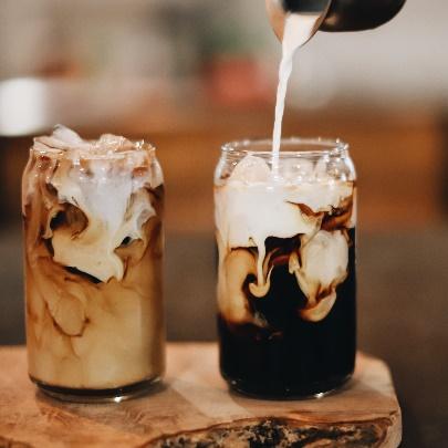 Two glasses with iced coffee
