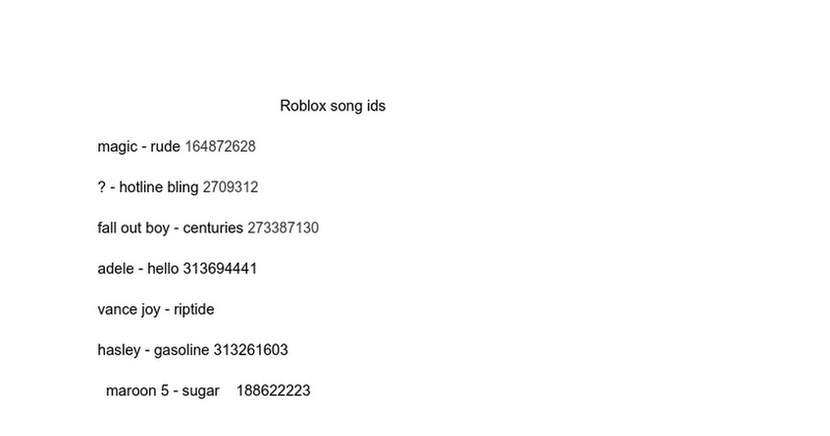 Roblox Song Ids Digitalspaceinfo - 