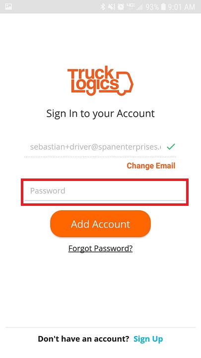 TruckLogics tutorial for password for truck driver mobile app