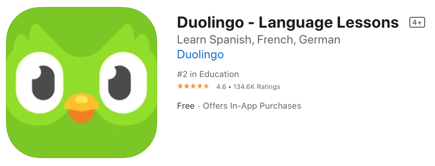 Ứng dụng Duolingo trên App Store