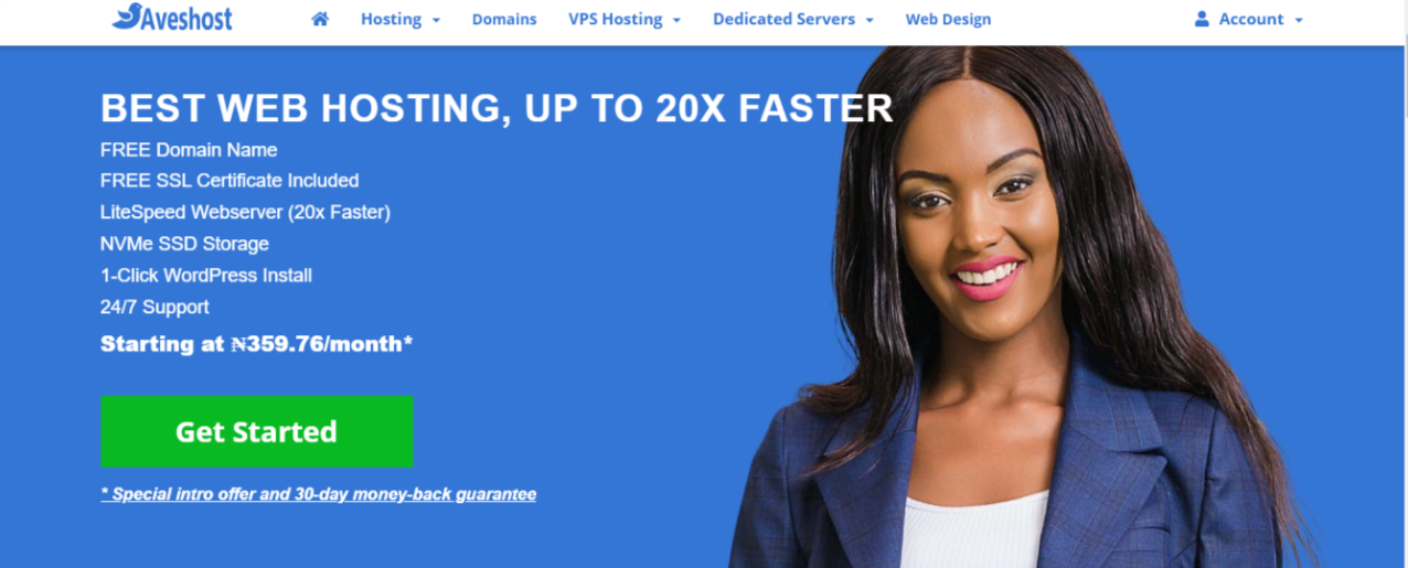 Cost of hosting a website in Ghana ;  Avehost
