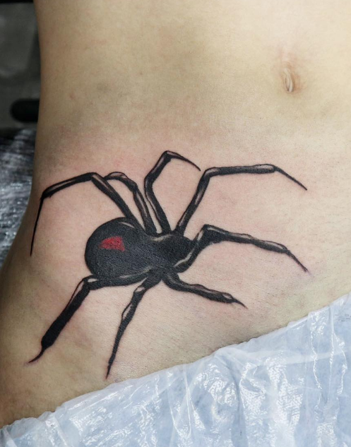 Black And Red Spider Tattoo