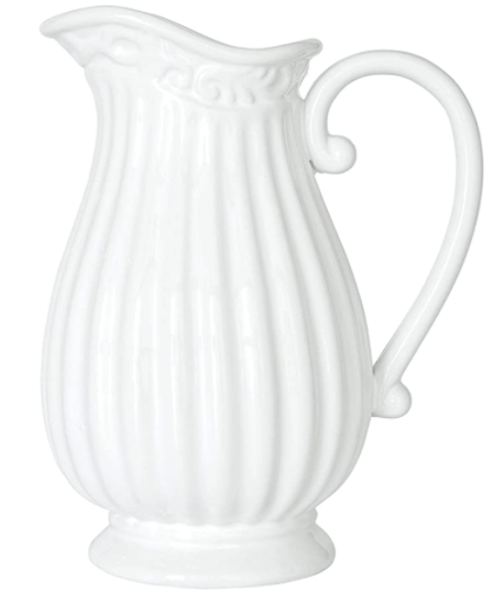 spring decorations ideas white ceramic pitcher