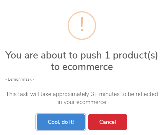 pop up message asking if it's okay to push products
