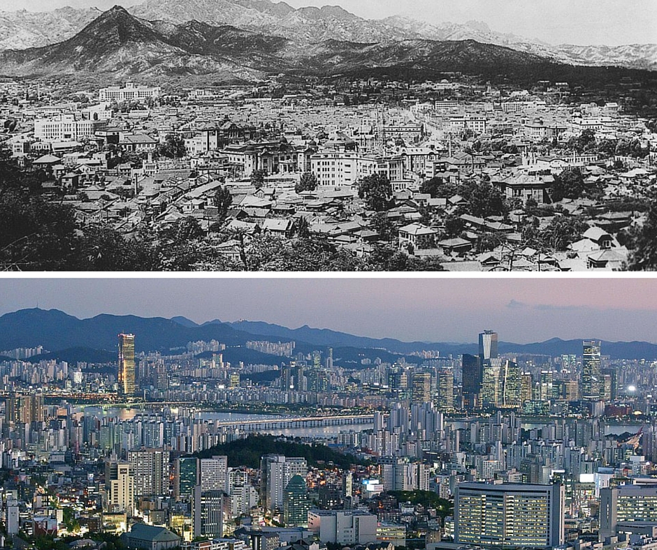 Seoul pada tahun 1900 dan Seoul sekarang. Sumber: http://www.dailymail.co.uk/