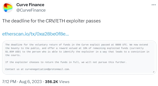 Curve offered a $1.85 million reward for information about the cracker