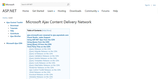 Microsoft Ajax CDN