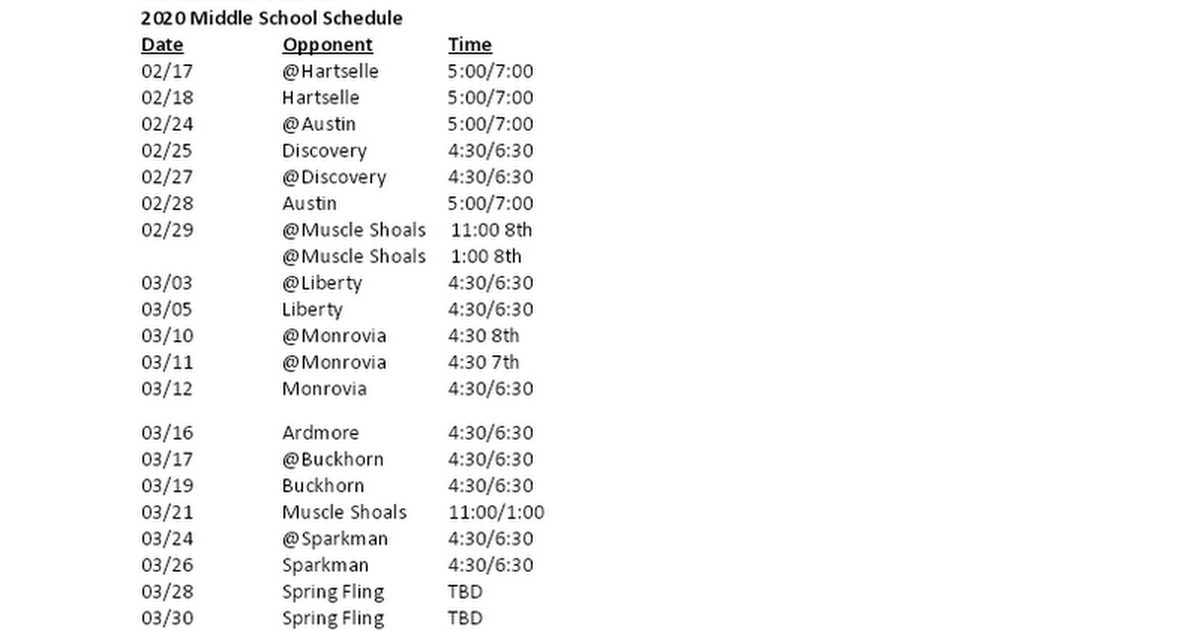 Meridianville Baseball Schedule
