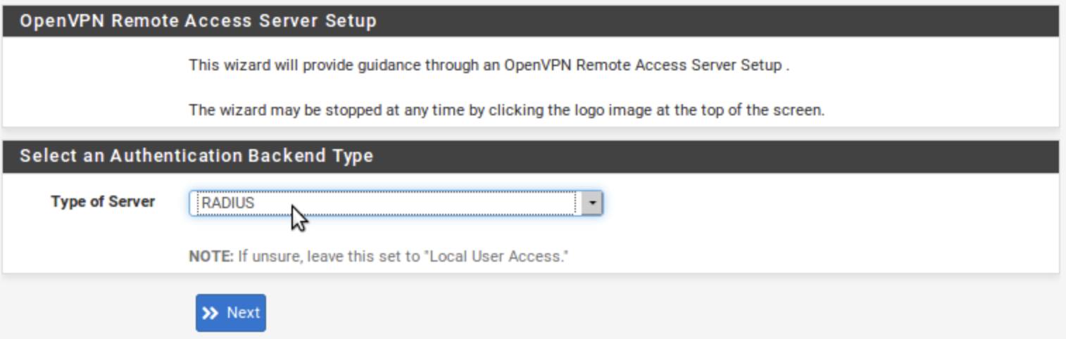 Step 8 - Configuring OpenVPN from the Wizard