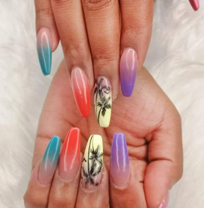 Happy Vacation Ombre Nail Designs