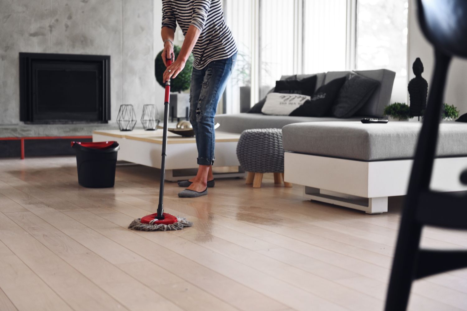 Mopping hardwood floors