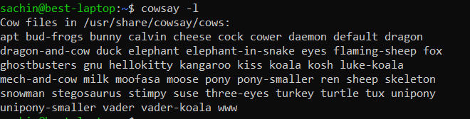 cowsay command on linux