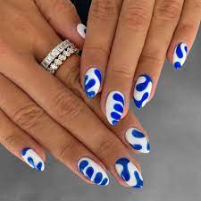 Blue and White Nails Design